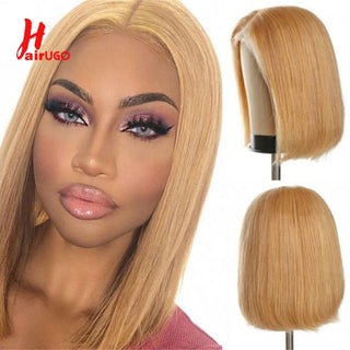 BOB CUT | 8-12 Inch | T-Part | 180 Density | Straight Hair | Honey Blonde Human Hair | - Elite Wigs