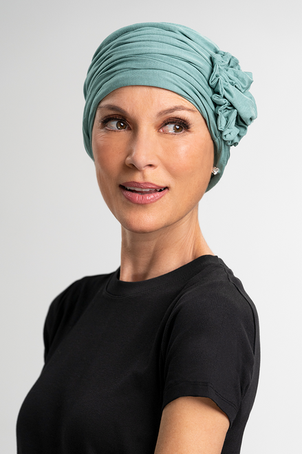 The Blossom Softie in Blue Sage headwear