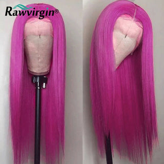 SHOULDER Length | 14-16 Inch | T-Part | 180 Density | Straight Hair | Fuchsia Pink Human Hair |