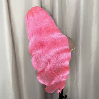 SHOULDER Length | 14-16 Inch | T-Part | 180 Density | Body Wave | Bubblegum Pink Human Hair |