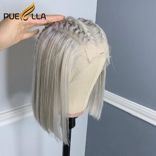 BOB CUT - SHOULDER Length | 180 Density | Straight Hair | Light Grey Human Hair | - Elite Wigs