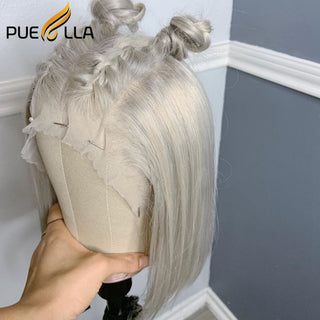 BOB CUT - SHOULDER Length | 180 Density | Straight Hair | Light Grey Human Hair | - Elite Wigs