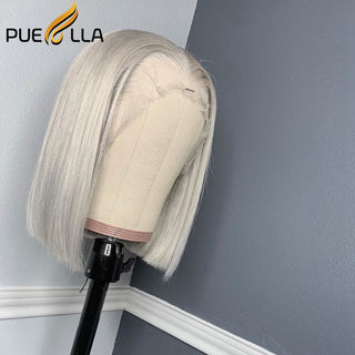 BOB CUT - SHOULDER Length | 180 Density | Straight Hair | Light Grey Human Hair | - Elite Wigs