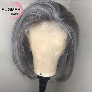 BOB CUT | 180 Density | Dark Silver | Straight hair | Silver Human Hair | - Elite Wigs