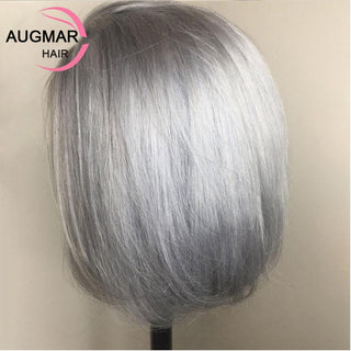 BOB CUT | 180 Density | Dark Silver | Straight hair | Silver Human Hair | - Elite Wigs