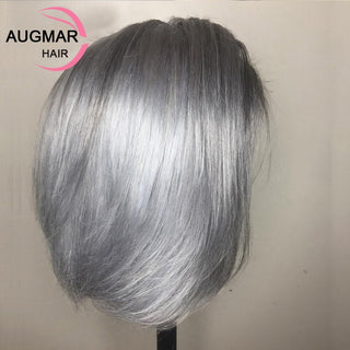BOB CUT | 180 Density | Dark Silver | Straight hair | Silver Human Hair | - Elite Wigs