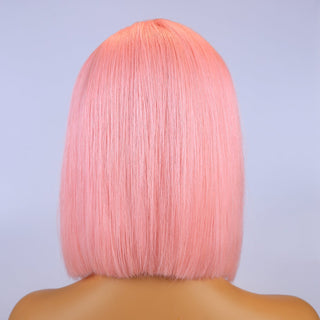 BOB CUT | 8-12 Inch | 180 Density | Straight Hair | Baby Pink Human Hair | - Elite Wigs