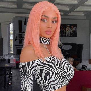 BOB CUT | 8-12 Inch | 180 Density | Straight Hair | Baby Pink Human Hair | - Elite Wigs