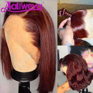BOB CUT | 8-12 Inch | 180 Density | Straight Hair | Brown Red Human Hair | - Elite Wigs