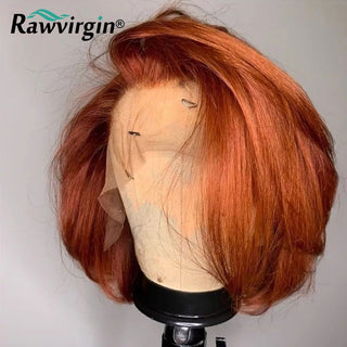 BOB CUT | 8-12 Inch | 180 Density | Straight Hair | Ginger Orange Human Hair | - Elite Wigs