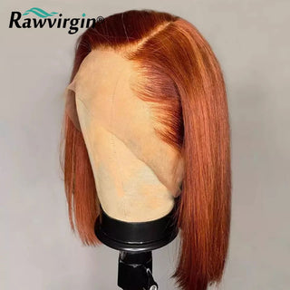 BOB CUT | 8-12 Inch | 180 Density | Straight Hair | Ginger Orange Human Hair | - Elite Wigs