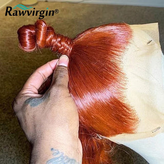 BOB CUT | 8-12 Inch | 180 Density | Straight Hair | Ginger Orange Human Hair | - Elite Wigs