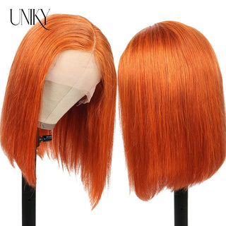 BOB CUT | 8-12 Inch | 180 Density | Straight Hair | Orange Human Hair | - Elite Wigs