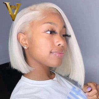 BOB CUT | 8-12 Inch | 180 Density | Straight Hair | White Pearl Human Hair | - Elite Wigs