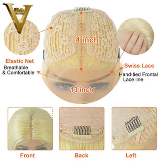 BOB CUT | 8-12 Inch | 180 Density | Straight Hair | White Pearl Human Hair | - Elite Wigs