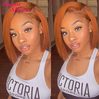 BOB CUT | 8-12 Inch | 250 Density | Straight Hair | Golden Blonde Ginger Human Hair | - Elite Wigs