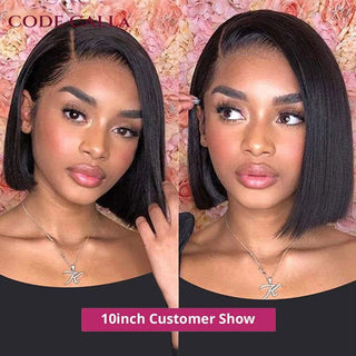 BOB CUT | 8-12 Inch | Side Part | 180 Density | Straight Hair | Dark Brown Human Hair | - Elite Wigs