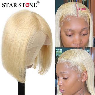 BOB CUT | 8-12 Inch | T-Part | 180 Density | Straight Hair | 613 Blonde l Human Hair | - Elite Wigs