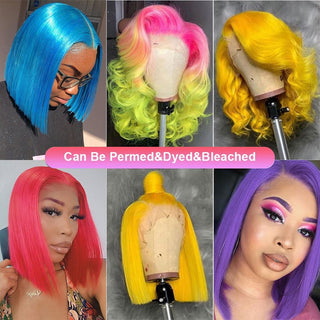 BOB CUT | 8-12 Inch | T-Part | 180 Density | Straight Hair | 613 Blonde l Human Hair | - Elite Wigs