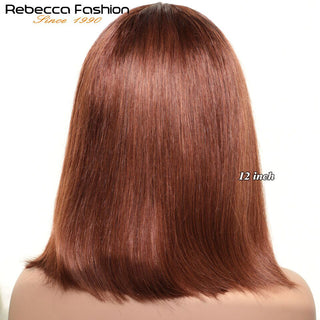 BOB CUT | 8-12 Inch | T-Part | 180 Density | Straight Hair | Brown Copper Human Hair | - Elite Wigs