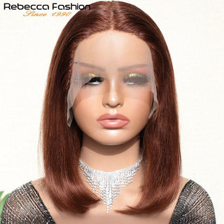 BOB CUT | 8-12 Inch | T-Part | 180 Density | Straight Hair | Brown Copper Human Hair | - Elite Wigs