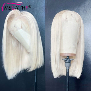 BOB CUT | 8-12 Inch | T-Part | 250 Density | Straight Hair | White Pearl Human Hair | - Elite Wigs