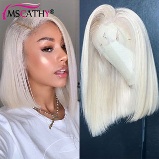 BOB CUT | 8-12 Inch | T-Part | 250 Density | Straight Hair | White Pearl Human Hair | - Elite Wigs
