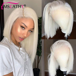BOB CUT | 8-12 Inch | T-Part | 250 Density | Straight Hair | White Pearl Human Hair | - Elite Wigs