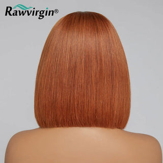 BOB CUT | 8-14 Inch | 250 Density | Straight Hair | Copper Ash Ginger Human Hair | - Elite Wigs
