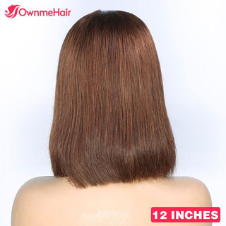 BOB CUT | 8-14 Inch | T-Part | 180 Density | Straight Hair | Chocolate Brown Human Hair | - Elite Wigs