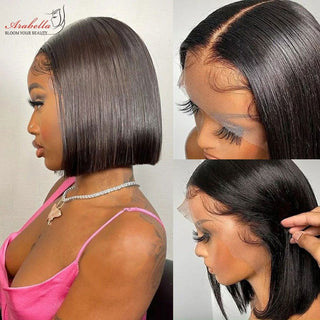 BOB CUT | 8 -12 Inch | 150 Density | Straight Hair | Black Human Hair | - Elite Wigs