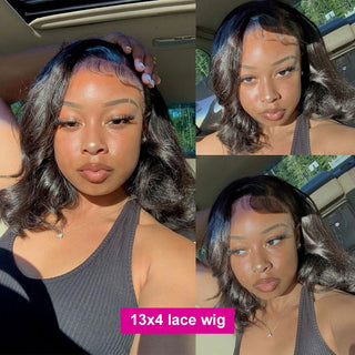 BOB CUT | 8 -12 Inch | 250 Density | Body Wave | Black Human Hair | - Elite Wigs