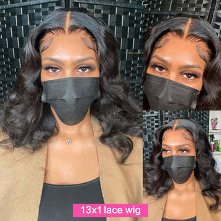 BOB CUT | 8 -12 Inch | 250 Density | Body Wave | Black Human Hair | - Elite Wigs