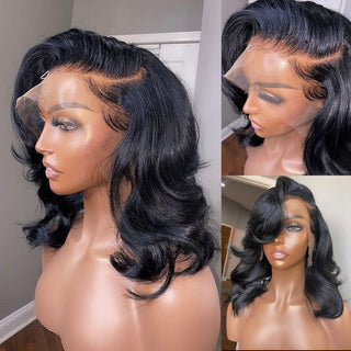 BOB CUT | 8 -12 Inch | T-Part |180 Density | Body Wave | Black Human Hair | - Elite Wigs