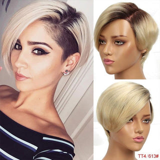 BOB CUT | Straight Hair | 180 Density | T-Part | Straight Hair | Ombre | Dark Roots | Light Grey Human Hair | - Elite Wigs