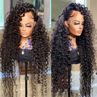 EXTRA LONG Length | 34-36 | 250 Density | Water Waves | Black Human Hair | - Elite Wigs