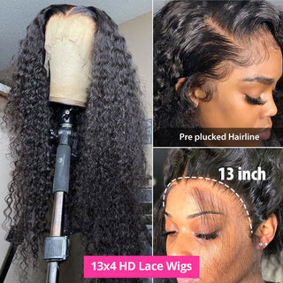 EXTRA LONG Length | 34-36 | 250 Density | Water Waves | Black Human Hair | - Elite Wigs