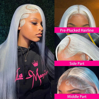 EXTRA LONG Length | 34-36 Inch | 150 Density | Straight Hair | Silver Human Hair | - Elite Wigs