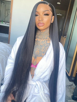 EXTRA LONG Length | 34-36 Inch | 180 Density | Straight Hair | Black Human Hair | - Elite Wigs