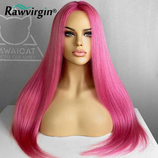 EXTRA LONG Length | 34-36 Inch | 180 Density | Straight Hair | Raspberry Pink Human Hair | - Elite Wigs