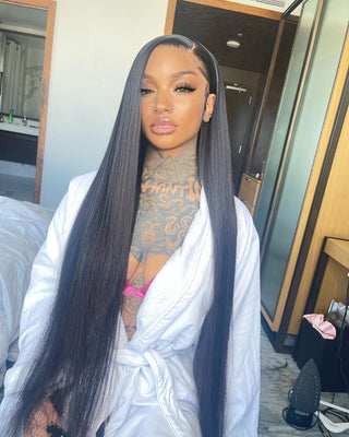 EXTRA LONG Length | 34-36 Inch | 250 Density | Straight Hair | Black Human Hair | - Elite Wigs