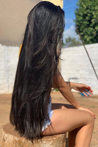EXTRA LONG Length | 34-36 Inch | 250 Density | Straight Hair | Black Human Hair | - Elite Wigs