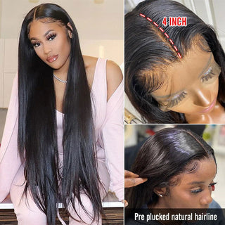 EXTRA LONG Length | 34-36 Inch | 250 Density | Straight Hair | Black Human Hair | - Elite Wigs