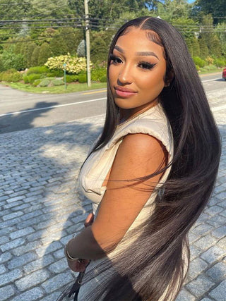 EXTRA LONG Length | 34-36 Inch | 250 Density | Straight Hair | Black Human Hair | - Elite Wigs