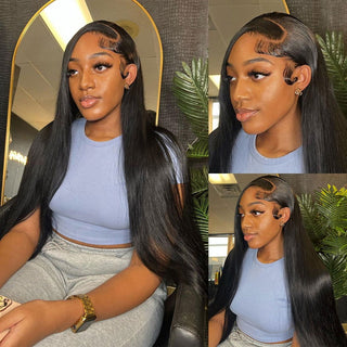 EXTRA LONG Length | 34-36 Inch | 250 Density | Straight Hair | Black Human Hair | - Elite Wigs