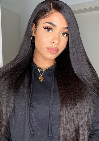 EXTRA LONG Length | 34-36 Inch | 250 Density | Straight Hair | Black Human Hair | - Elite Wigs