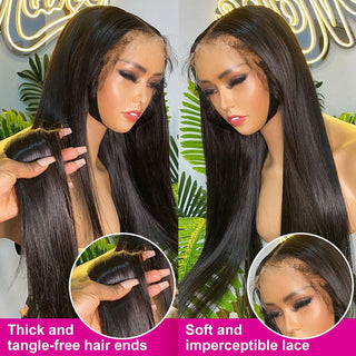 EXTRA LONG Length | 34-36 Inch | 250 Density | Straight Hair | Black Human Hair | - Elite Wigs