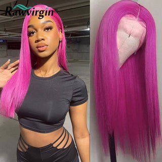 EXTRA LONG Length | 34-36 Inch | 250 Density | Straight Hair | Fuchsia Pink Human Hair | - Elite Wigs