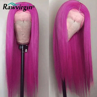 EXTRA LONG Length | 34-36 Inch | 250 Density | Straight Hair | Fuchsia Pink Human Hair | - Elite Wigs