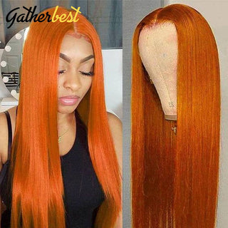 EXTRA LONG Length | 34 Inch | 180 Density | Straight Hair | Ginger Orange Human Hair | - Elite Wigs